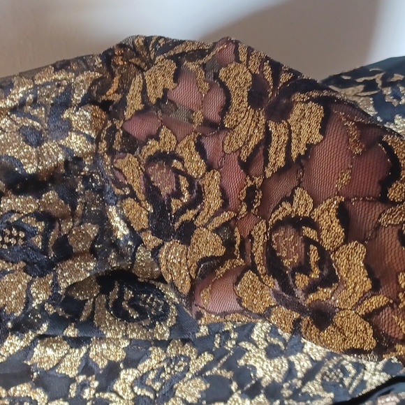 Vintage Good Times black and golden floral elegant jacket button down Made USA - Picture 6 of 10